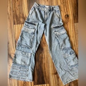 Forever 21 Blue Denim Cargo Jeans